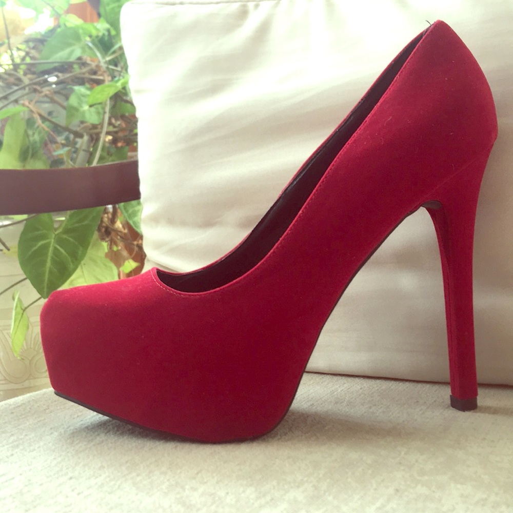 Quipid Red Velvet Heels